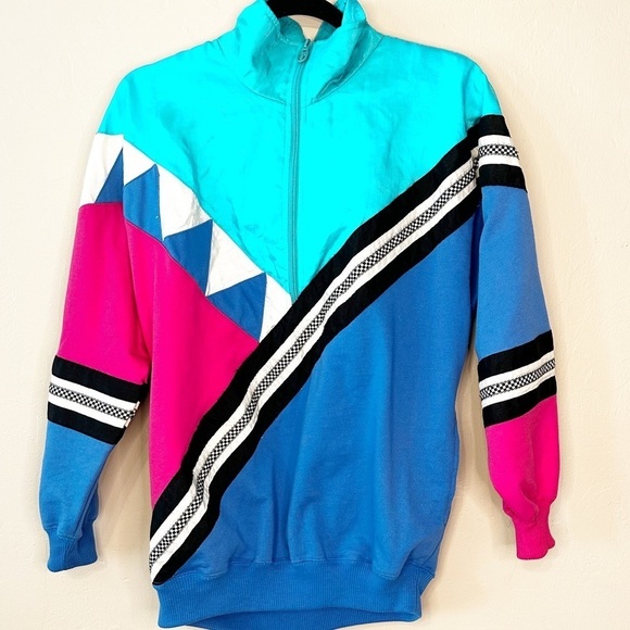 Vintage pullover patterned abstract windbreaker jacket Sz small - Picture 1 of 10